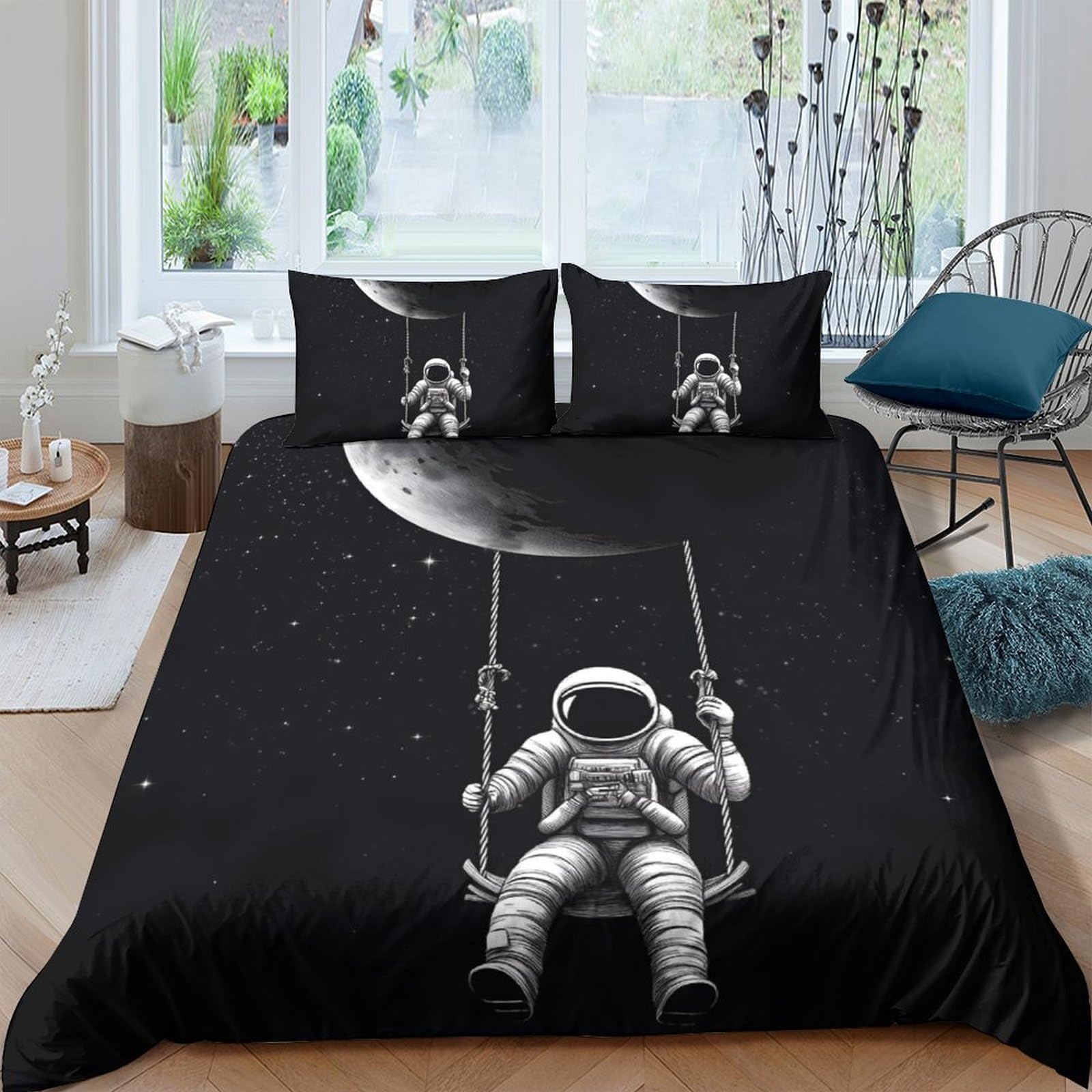 Unrxjzlvm Style-6 Astronaut Swing Space Bedding Set Microfiber Teen Room