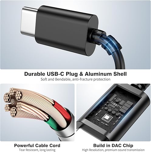 Miniatura 3 de Auriculares USB C con cable para Samsung S24 Ultra S24+ S23 S22 FE iPad Pro iPhone 15 Pro Max Magnético en la oreja Cancelación de ruido Tipo C