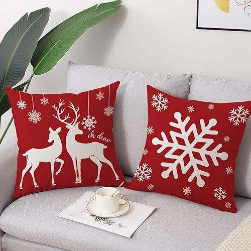 Miniatura 4 de Juego de 4 fundas de almohada decorativas de Navidad, muñeco de nieve, reno, alegría, rayas grises, decoración de Navidad, funda de cojín para sofá,