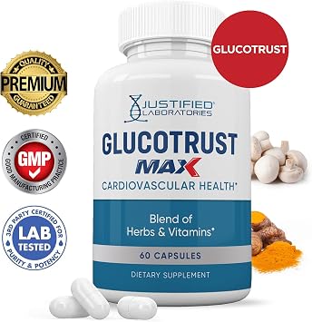 Justified Laboratories Glucotrust Max 1295MG Formula Supplement Pills 60 Capsules