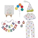 Christmas Elf Birthday Accessories Kit Tradition Holiday Clothes Set Include Outfits Cake for Christmas Decoration （Birthday