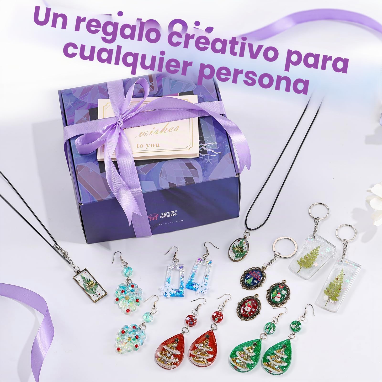 LET'S RESIN Kit de resina UV con luz, suministros de resina epoxi UV con lámpara UV mejorada Moldes de joyería de resina Starter Kits de bricolaje Herramientas para llavero de fundición transparente,