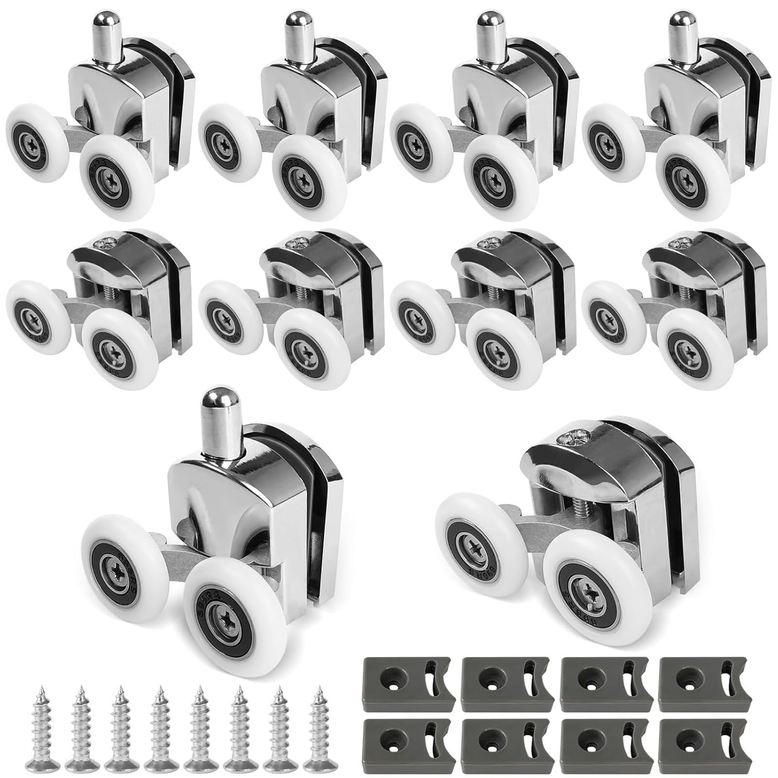 Laufrollen FüR Duschkabine SchiebetüRen 23 Mm Duschtürrollen, Duschtürräder Aus Zinklegierung, Gebogene Duschrollen Mit Antikollisionsblock, Badezimmertürzubehör(8pcs)