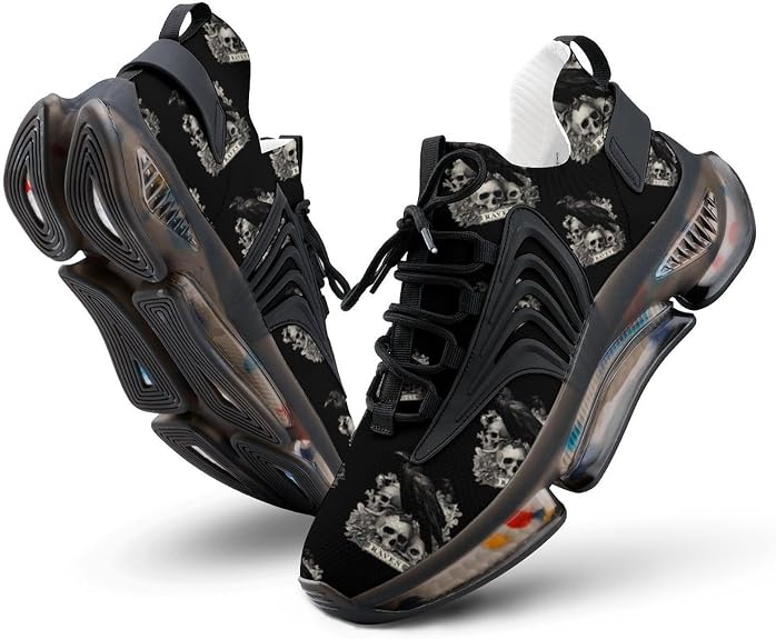Ravens Crow on Skulls Novelty Men's Sporting Shoes Lightweight Elastic Running Shoe Tennis Sneakers