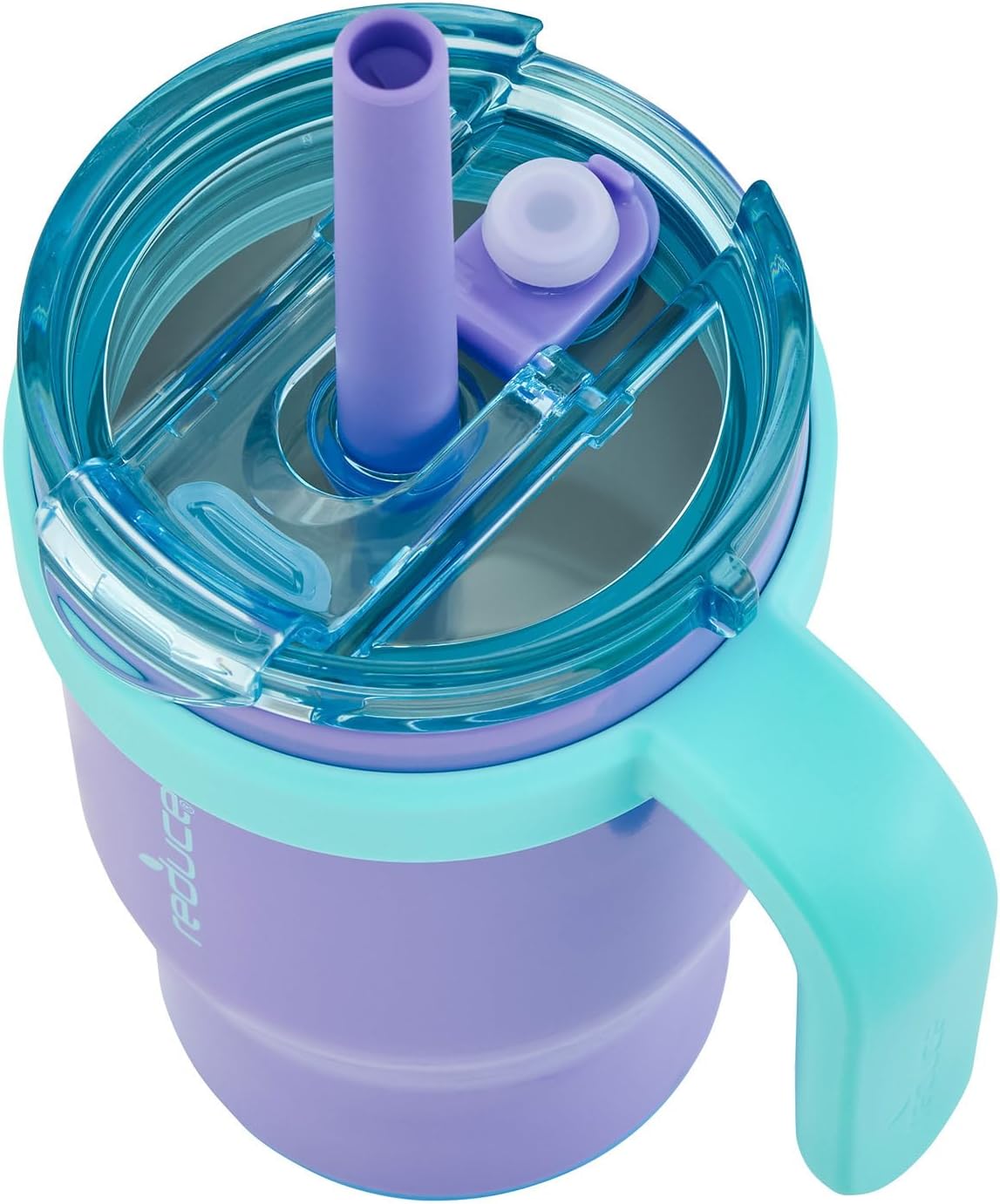 REDUCE 14 oz Coldee Tumbler with Handle for Kids - 2 Pack, Leakproof Insulated Stainless Steel Mug with Lid & Spill-Proof Straw, Keeps Drinks Cold up to 18 Hrs, Purple and Teal - Image 4