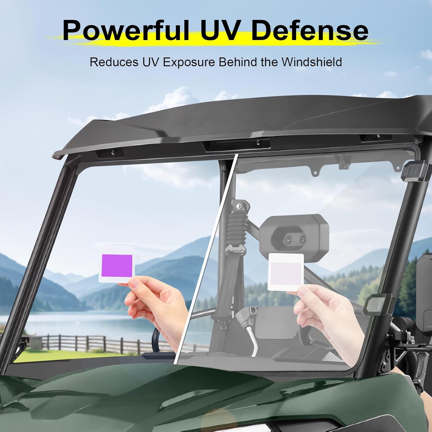 Scratch Resistant Front Full Windshield Compatible with CFMOTO UFORCE 600 2021-2025/800XL 2025, Clear Front Window Hard PC Windshield Protects Against Wind, Dust, Dirt, Snow, Rain