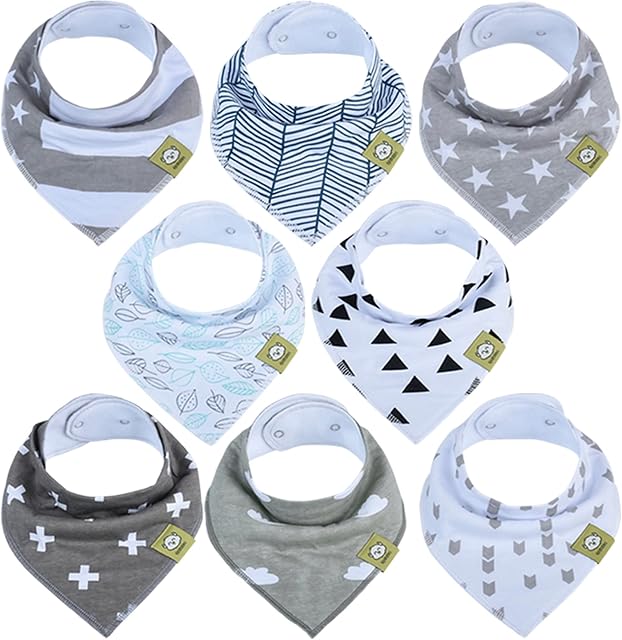 Organic Cotton Baby Dribble Bibs - Super Absorbent Bibs for Toddlers, Newborn - Baby Bibs 0-6 Months - Baby Bibs 6-12 Months - Teething Baby Bib - Newborn Bibs - Baby Bibs for Weaning (Grayscape)