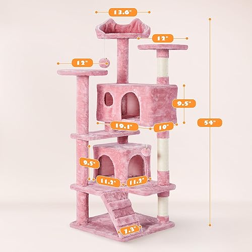 Vista 210 de Yaheetech Árbol para gatos de varios niveles de 70 pulgadas, torre alta para gatos con condominio, postes rascadores y bola colgante para gatos