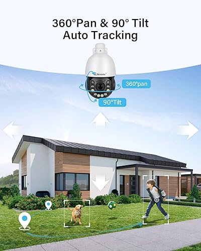 Miniatura 4 de Jennov Cámara IP PoE de 6MP para exteriores con panorámica e inclinación y zoom óptico 20X, cámara de seguridad PTZ domo de 360 grados con visión