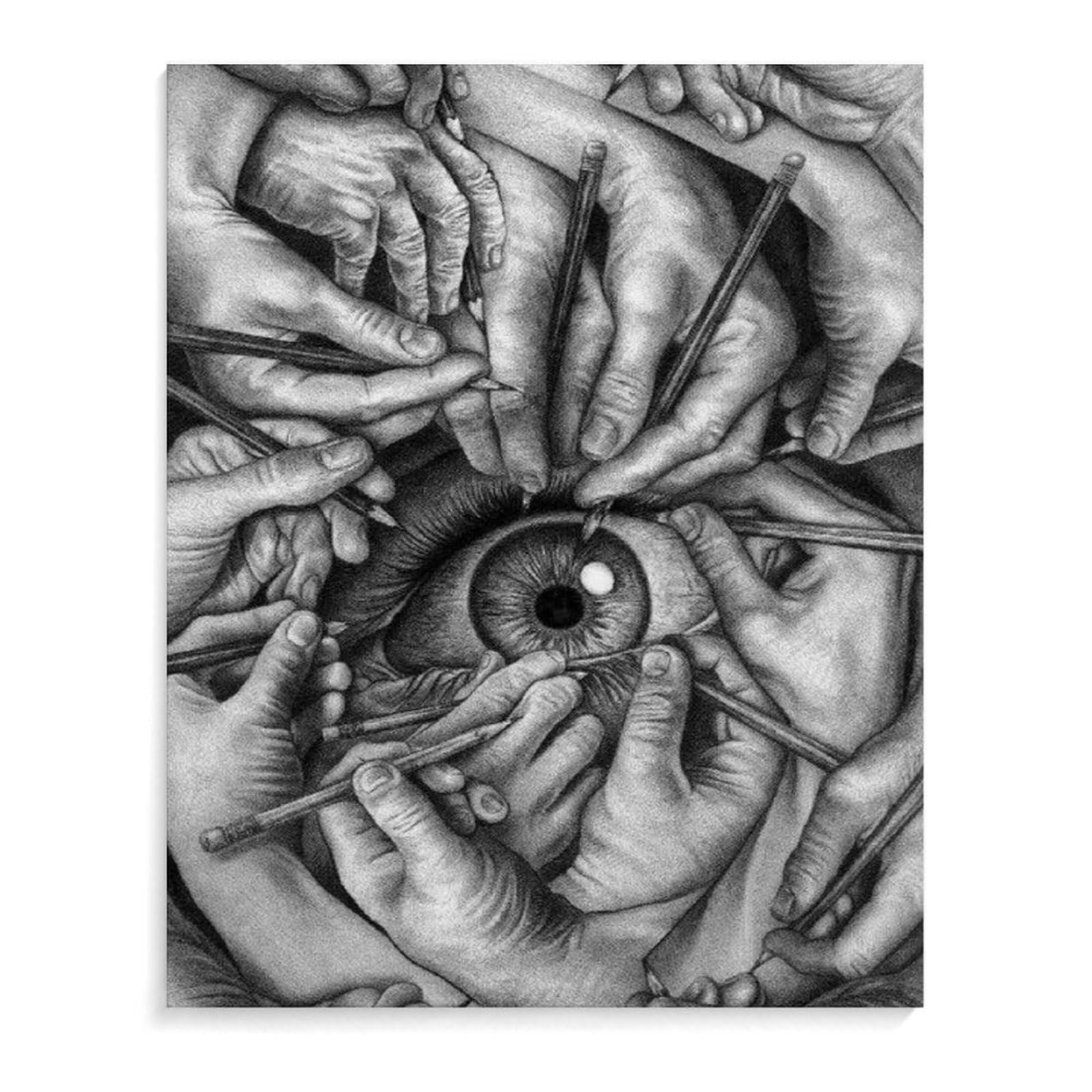 M.C. Escher Poster<Tekening Handen >Wall Art M.C. Escher Prints M.C. Escher Schilderij Canvas Voor Home Wall Art Decor Foto 50x50cmx1 Geen Frame