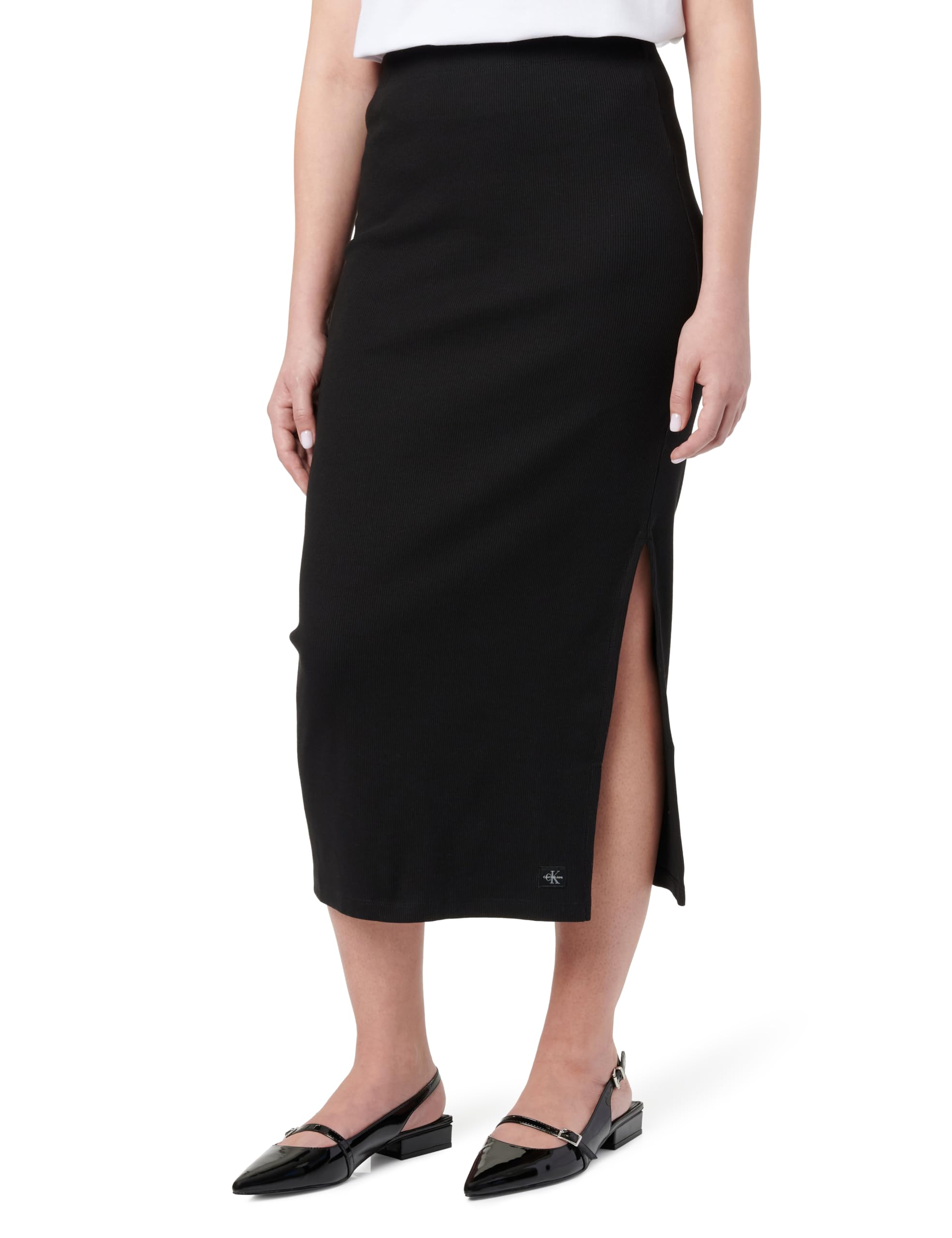 Calvin Klein CK Jeans Women's Woven Label Rib Skirt J20J225331, Black (Ck Black), M