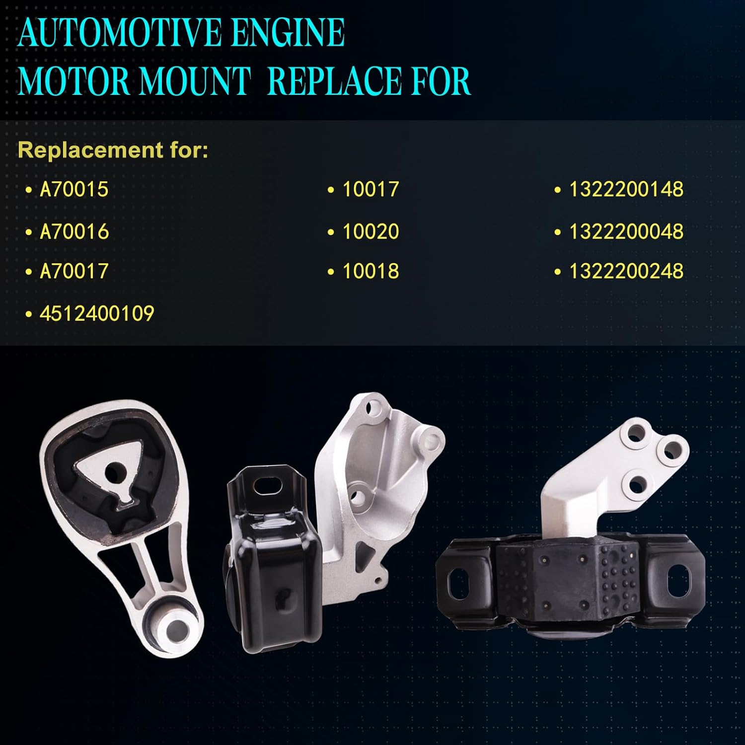 SHERXINBO Set of 3 Engine Motor Mount Transmission Mount Torque Strut Mount Set Compatible with 2011-2015 Fortwo Electric, 2008-2015 Fortwo L3 1.0L Petrol,OE A70015 A70016 A70017