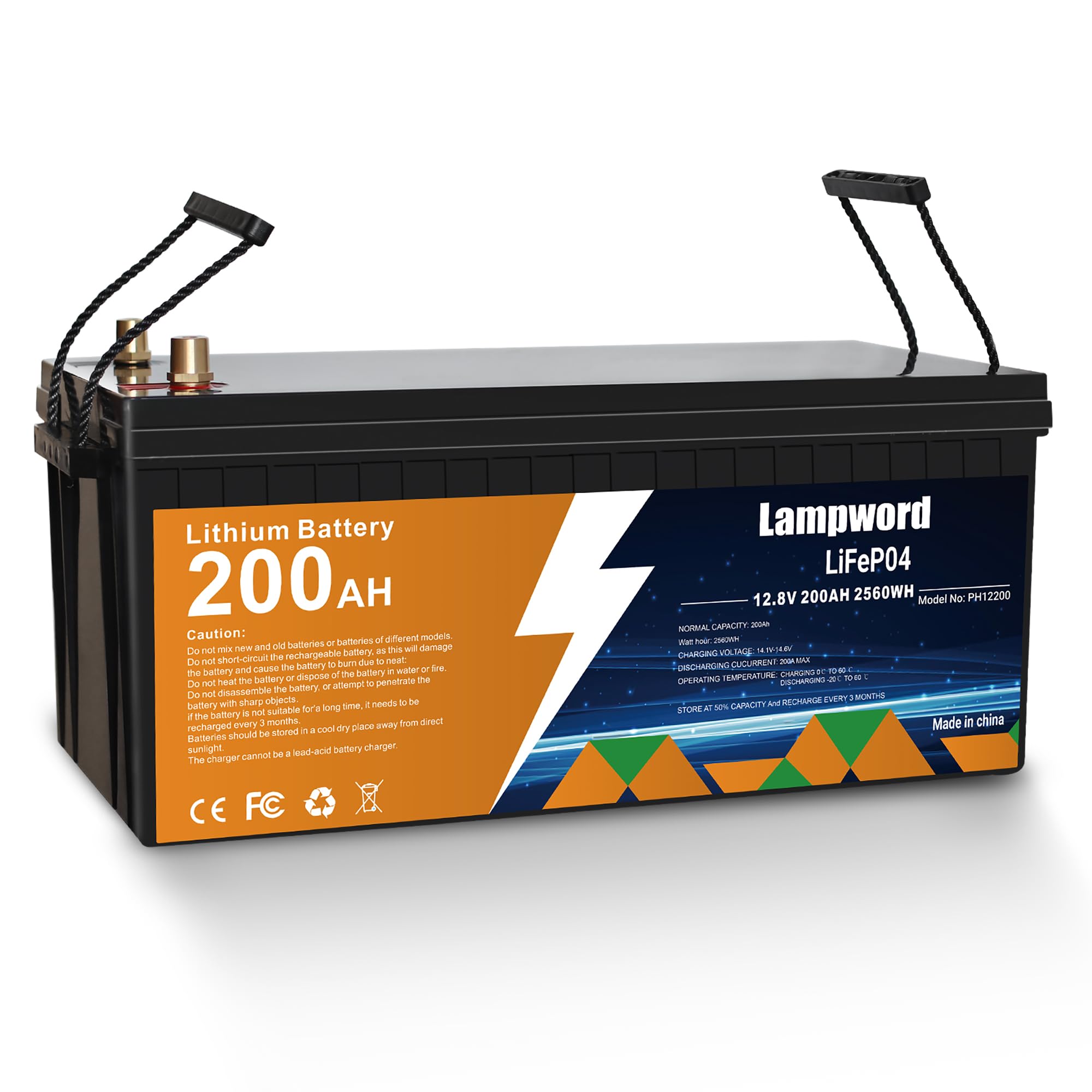 200Ah Lifepo4 Battery 4000+ Deep Cycle Lithium Battery 12v for Power Wheels 12v,Marine,Trolling Motor/Golf Cart/Solar and Wind Power,UPS/RV,Fish Finder