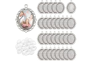 PH PandaHall: 60-Piece Oval Tray Charms and Glass Cabochons