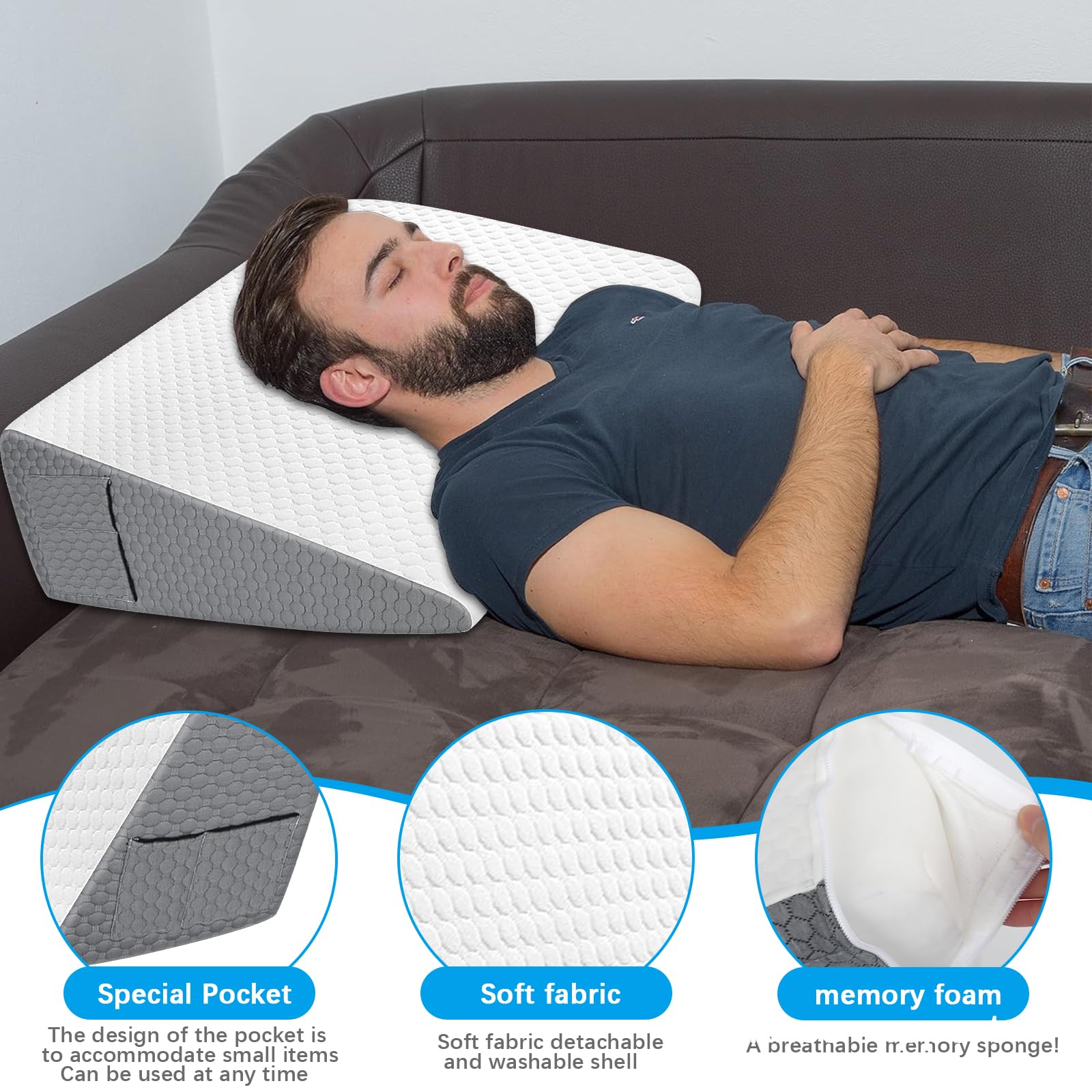 Lavabile Rimovibile Cuscino A Cuneo Antireflusso Ergonomico In