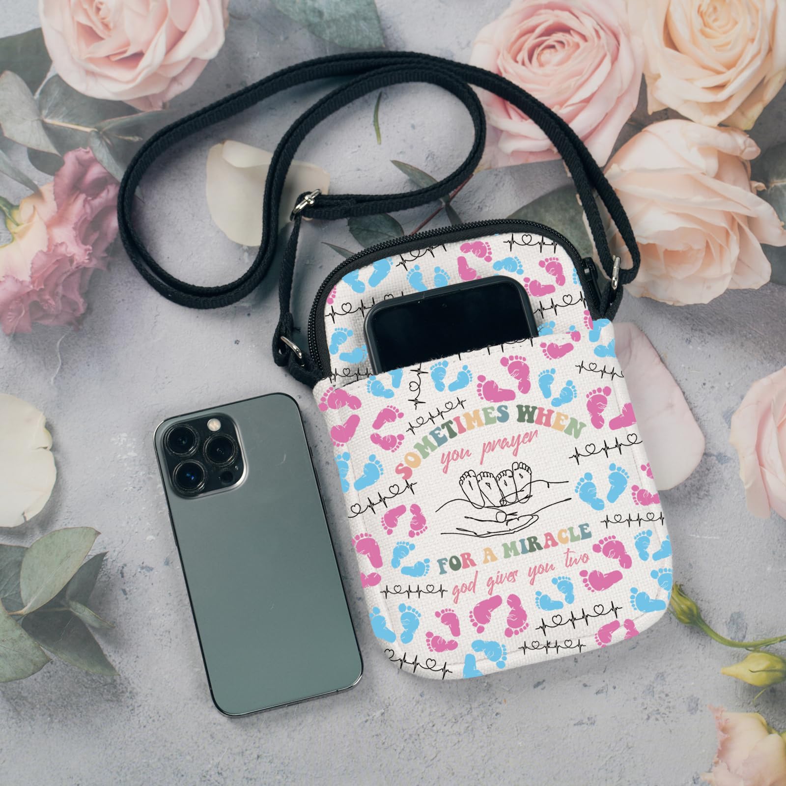 AKTAP Mom Of Twins Gift Twins Mama Inspirational Crossbody Bag Mommy To Be Gifts For New Mom Travel Bag Mothers Day Gift (CB - Image 4