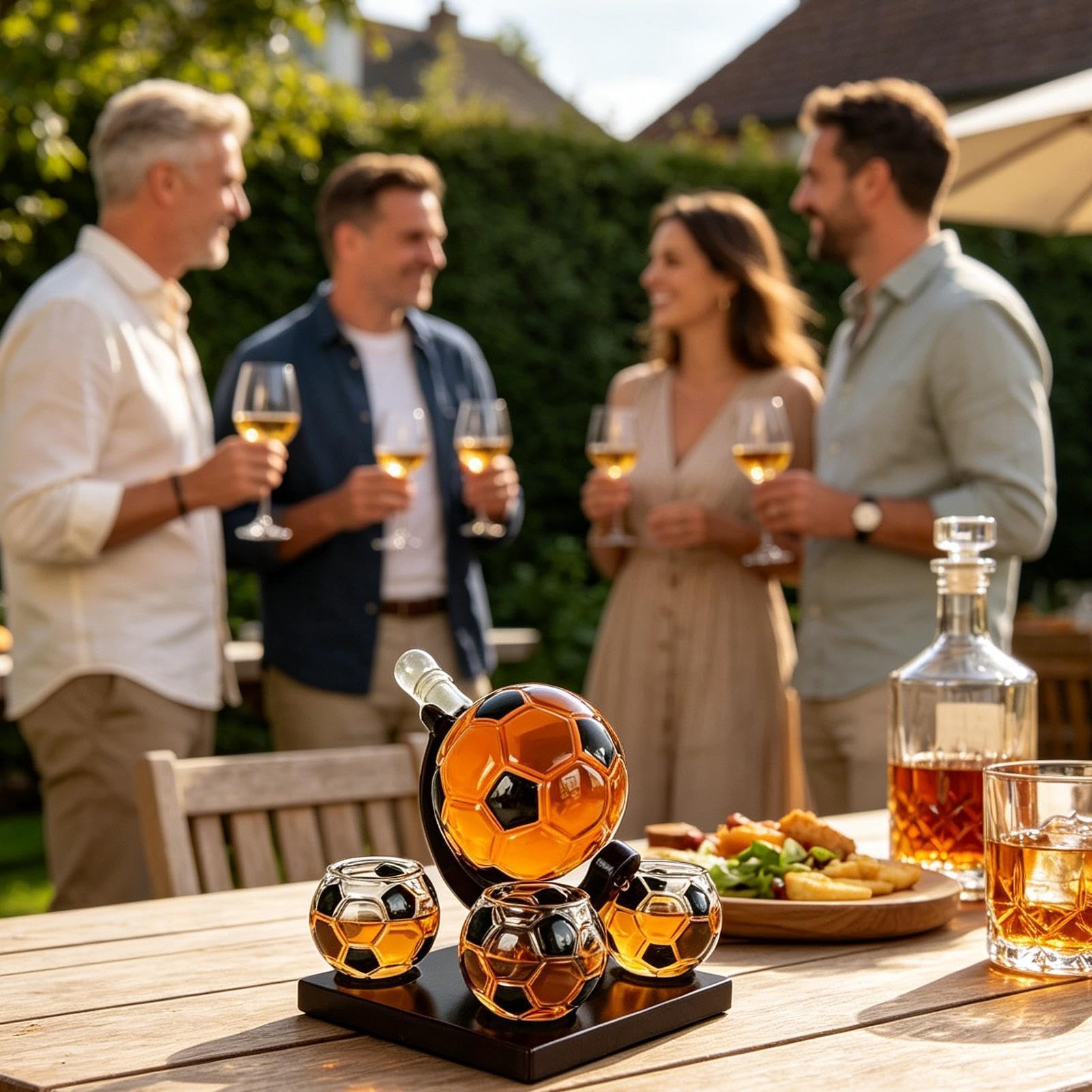 Karafka do czerwonego wina Szklanka do whisky z motywem piłkarskim | Zestaw karafka do whisky 850 ml dla taty, męża, kobiety, mamy, dziadka, domu, kuchni, stołu jadalnego