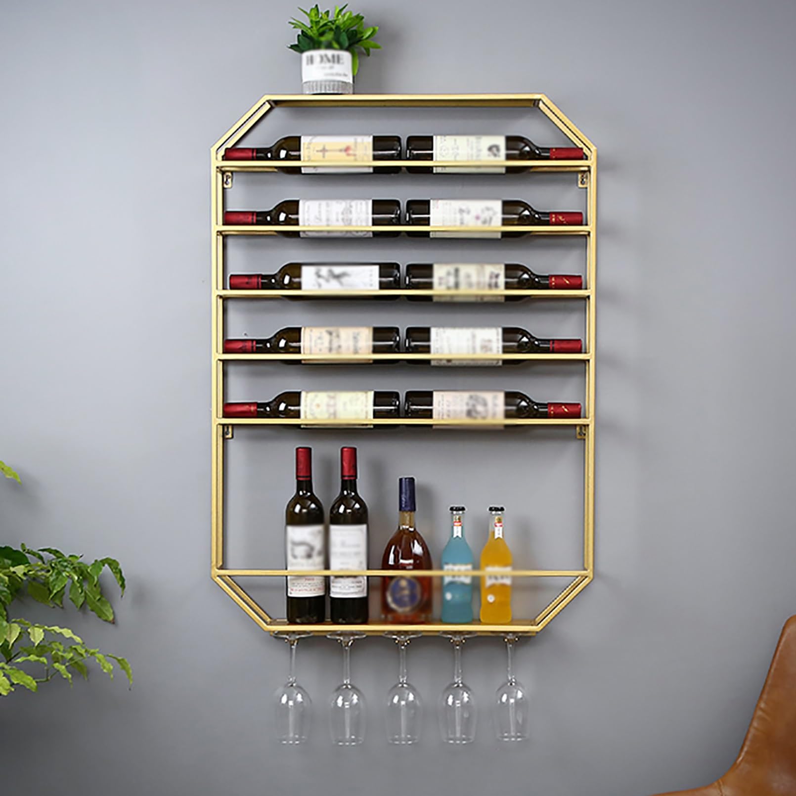 Casier à vin mural avec support verre étagère flottante maison