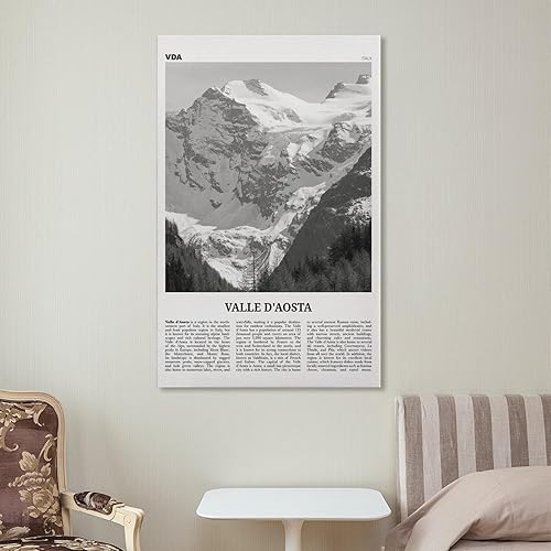 Miniatura 7 de ExbeRt Valle DAosta Print Black And White, Valle DAosta Art, Valle DAosta Poster Poster Picture Print Canvas Wall Art for Home Living Room Wall
