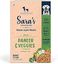 Sara’s Wholesome by HUFT Classic Paneer & Veggies Wet Dog Food – 100 gm | Vegetarian Recipe | Human-Grade Ingredients | Complete & Balanced Nutrition | Suitable for Puppies & Adult Dogs