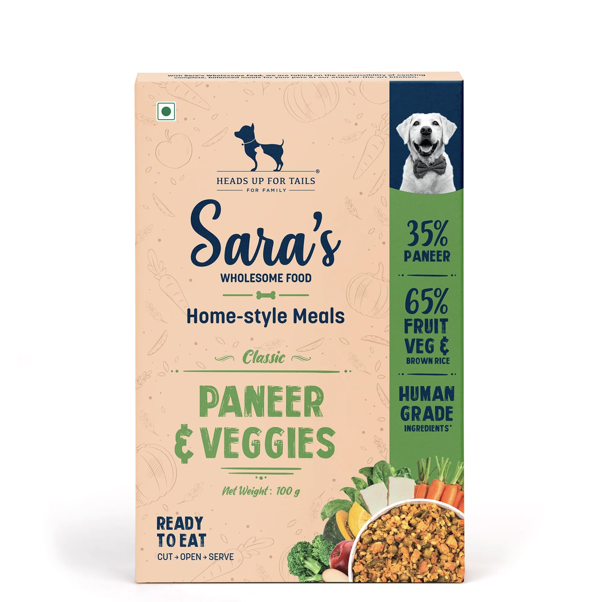 Sara’s Wholesome by HUFT Classic Paneer & Veggies Wet Dog Food – 100 gm | Vegetarian Recipe | Human-Grade Ingredients | Complete & Balanced Nutrition | Suitable for Puppies & Adult Dogs-image-41