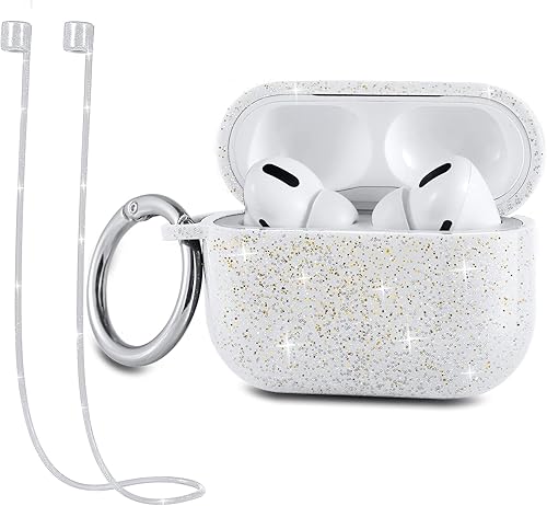 Airpods Pro Funda DMMG compatible con Airpods Pro con llavero correa antipérdida, bonita funda brillante para Airpod Pro para niñas y mujeres, funda
