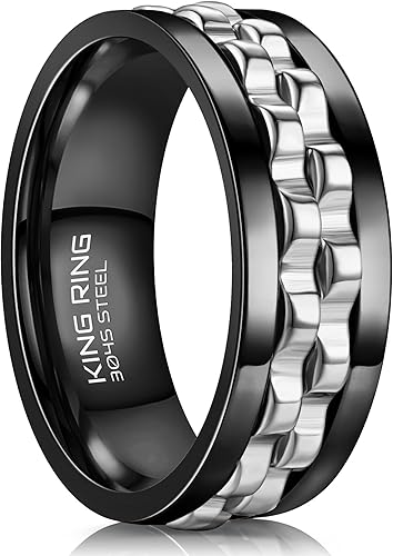 King Ring Anillos giratorios de engranajes de 0.315 pulgadas  Anillos para ansiedad ultra pulidos para hombres y mujeres  Diseñado en Estados Unidos