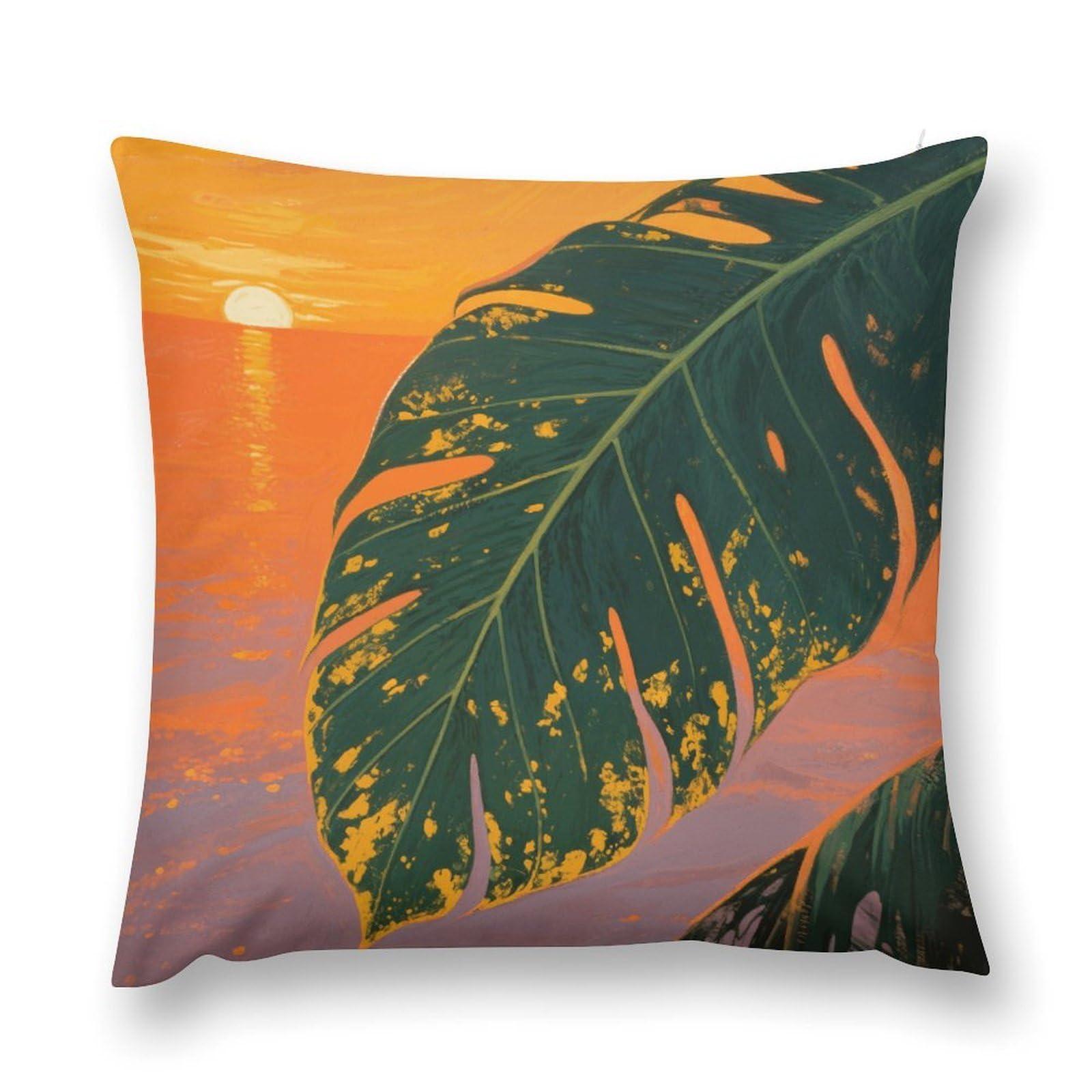 VstaDank Tropical Palm Leaves Throw Pillow Cover with Hidden Zipper Farmhouse Couch Pillow Cover Cozy Soft Short Plush Cushion Case Fashion Square Decorative Pillow Cover for Living Room