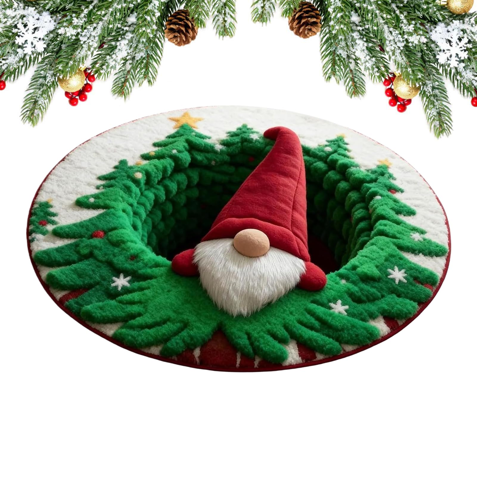 Tapis 3D avec effet d'illusion d'optique et paillasson de Noël