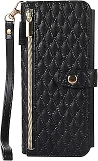 XIMAND for Samsung Galaxy Z Fold 4 5G Case, Luxury Shockproof PU Leather, Zipper Slot Card Wallet Case, Fashion Crossbody Gift (Black)