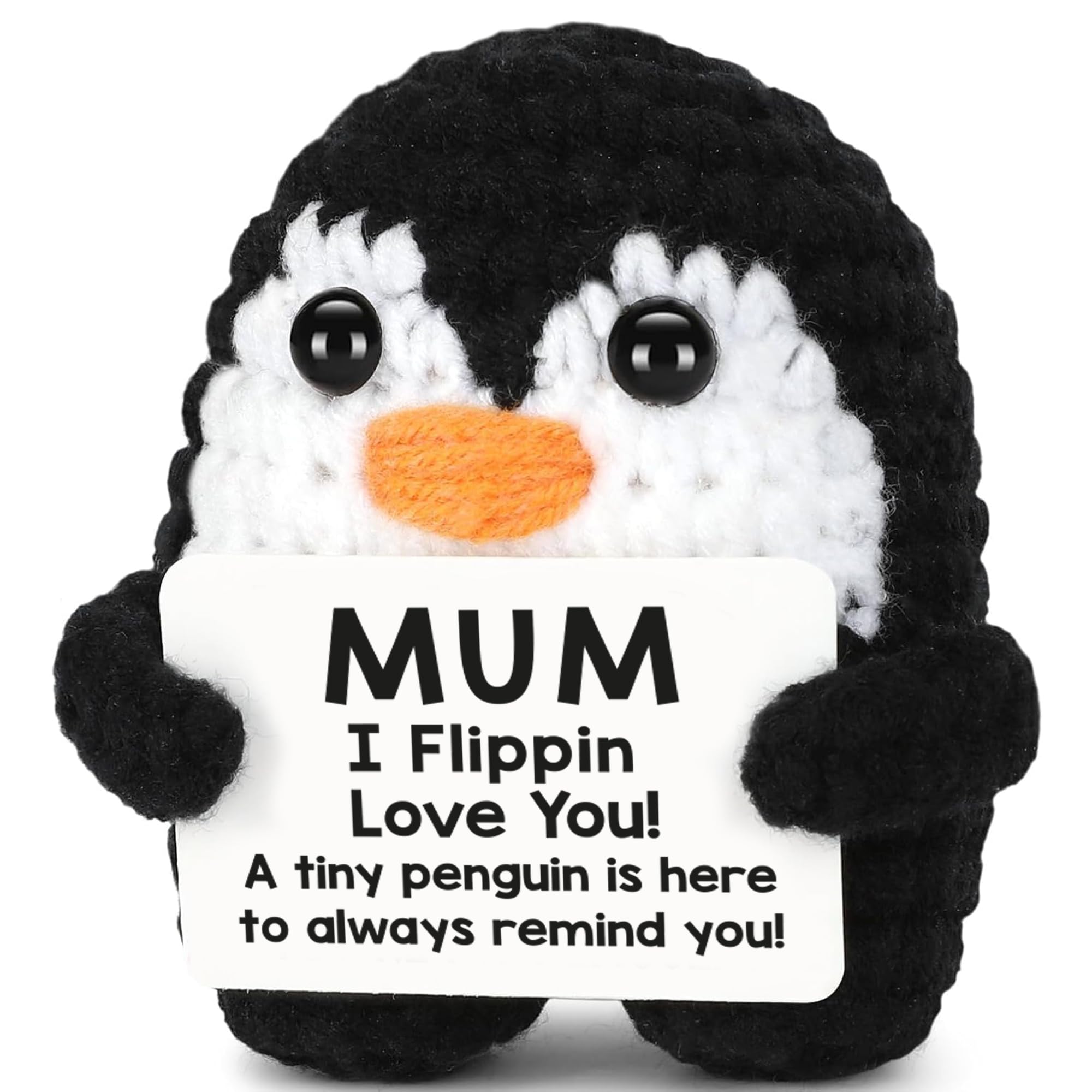 Birthday Gifts for Mum from Daughter Son, Handmade Crochet Mimi Penguin Mums Gifts for Birthday Mothers Day Mama Mother in Law Bonus Step Mothers, Funny I Love You Mum Present Emotional Cute Decor