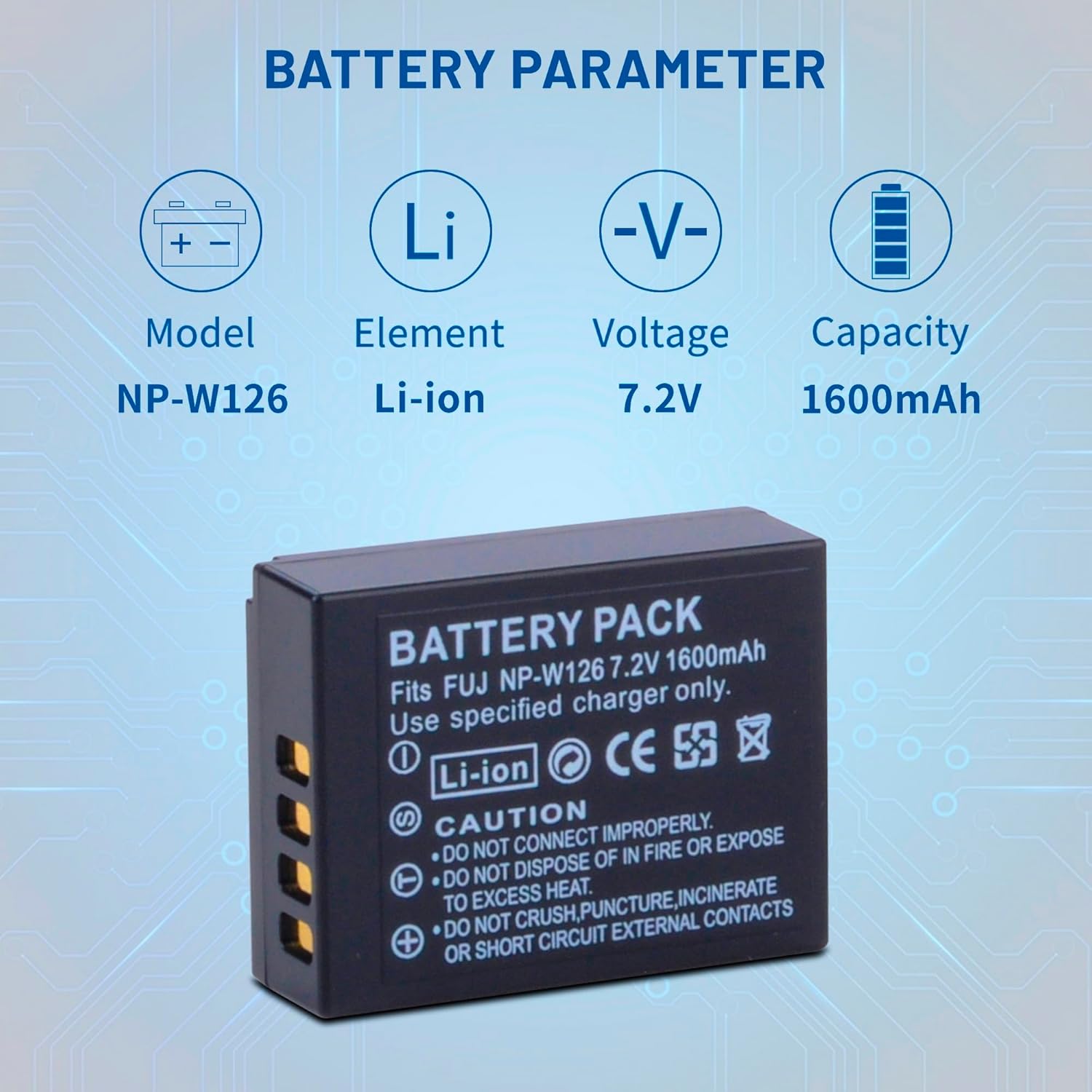 2-Pack NP-W126 NP-W126S Battery with USB-C Dual Charger for Fuji X100F, X100V, X100VI, X100VI, X-S10, X-A1, X-A5, X-A10, X-E4, X-Pro2, X-Pro3, X-T1, X-T2, X-T3, X-T10, X-T20, X-T30 II, X-T100, X-T200 - Image 2