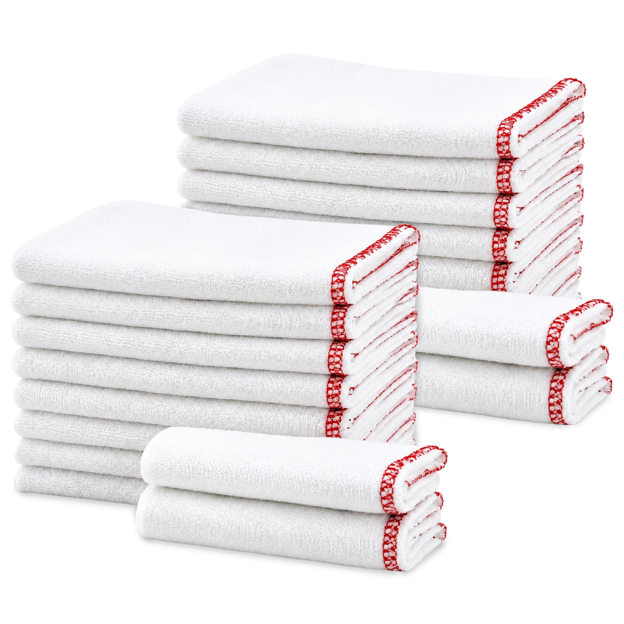 BML 20 Pack White Cotton Dish Cloths for Kitchen, Highly Absorbent Reusable Washing Up Cloths, Lint Free Cleaning Cloths for Dishes, Glass, Worktops & Household Cleaning, Soft Kitchen Towels