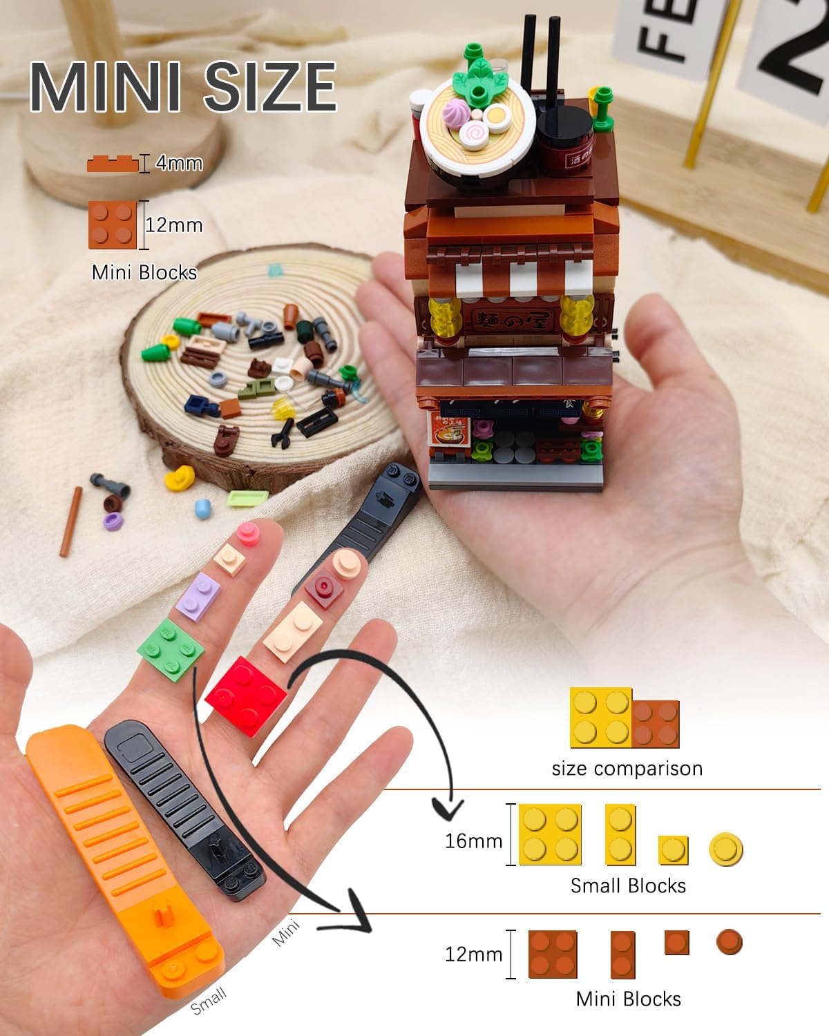 Japanese Street View Ramen Shop Building Blocks, Mini Bricks Store Architecture Sets, Creative City Construction Model for Adults, Idea Gifts for Kids(1654)