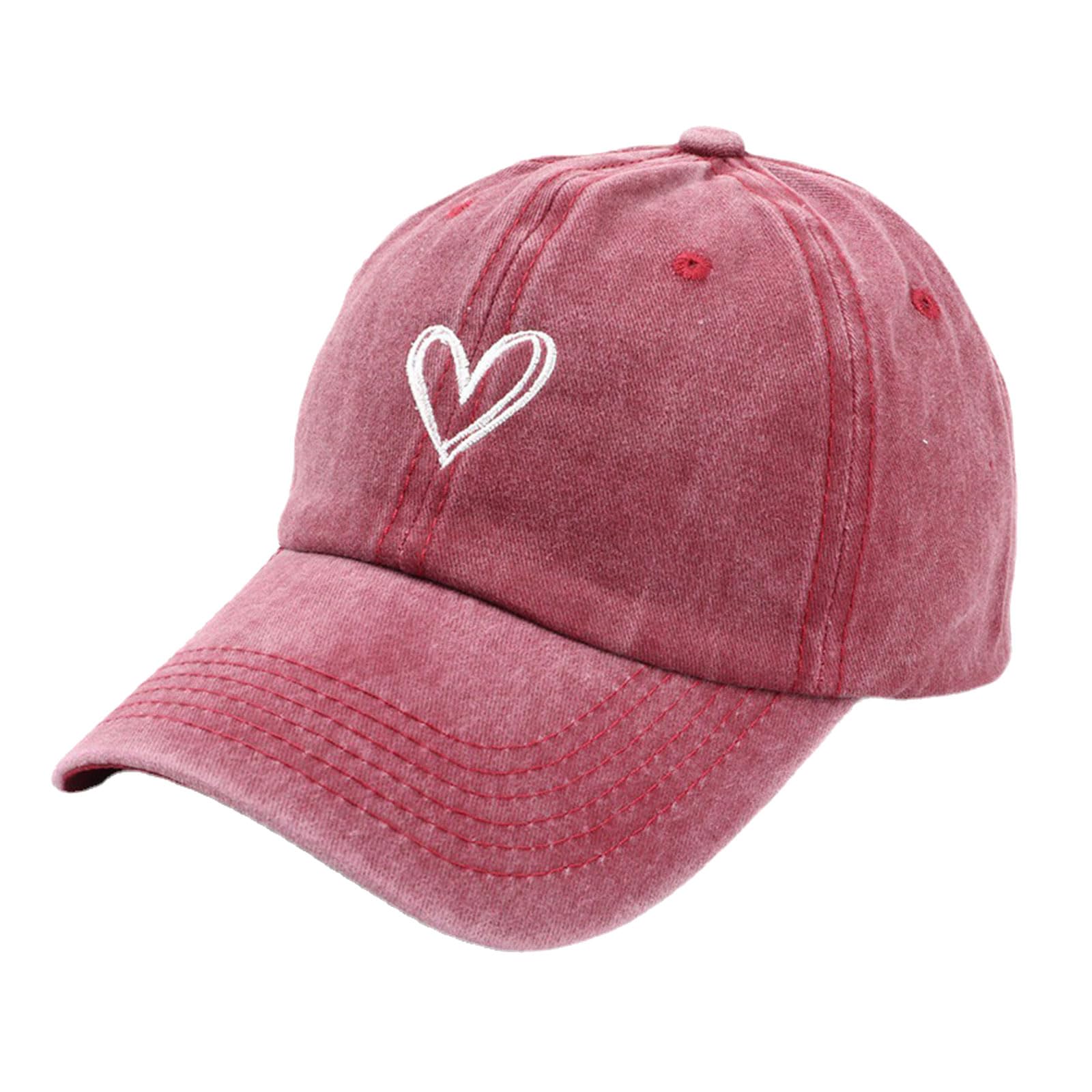 Uqezagpa Unisex Kids A Uqezagp Washed Baseball Hat For Girls Women Embroidery Heart Casual Hat For Sports Gym Mountain Camping Outdoor Ctivity Baseball