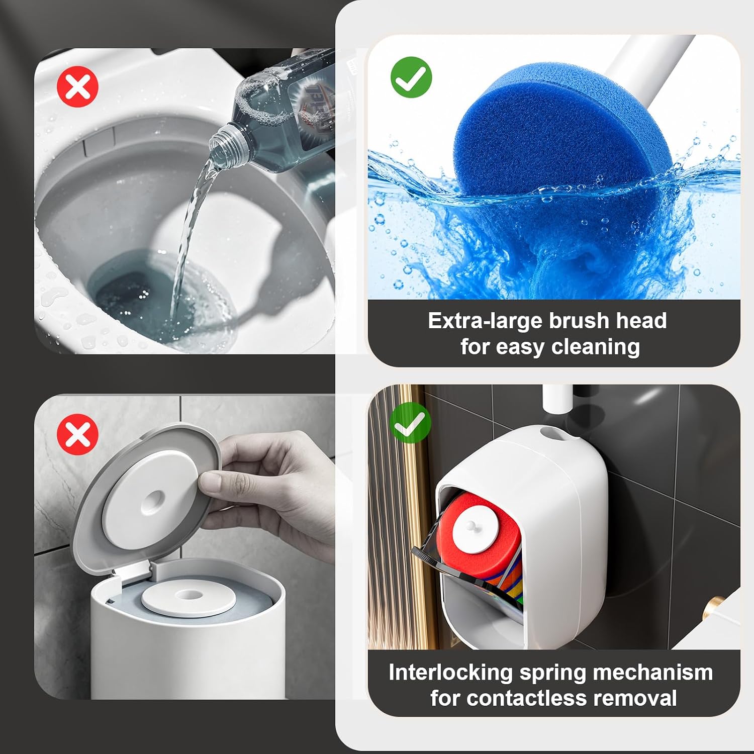 MOPUP Disposable Toilet Brush, Toilet Bowl Cleaner with 35 Pre-Loaded Refills, Wall Mounted Toilet Brush and Holder Set with Storage Caddy for Deep Hygienic Bathroom Cleaning