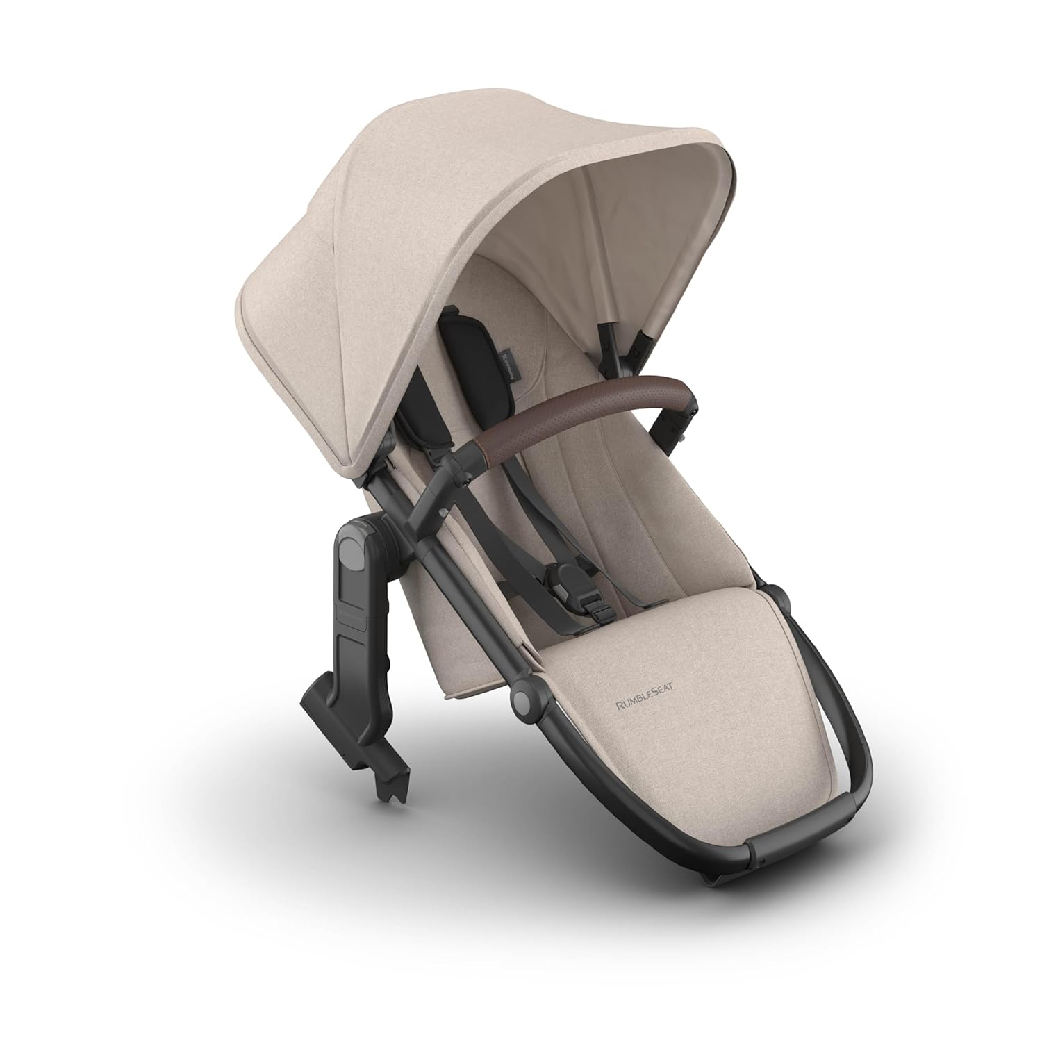 UPPAbaby RumbleSeat V3 Second Lower Seat - Compatible with Vista V2 and Vista V3 - All-Weather Seat + Magnetic Buckle – Adapters Included - Ada (Sandstone Mélange/Carbon Frame/Chestnut Leather)