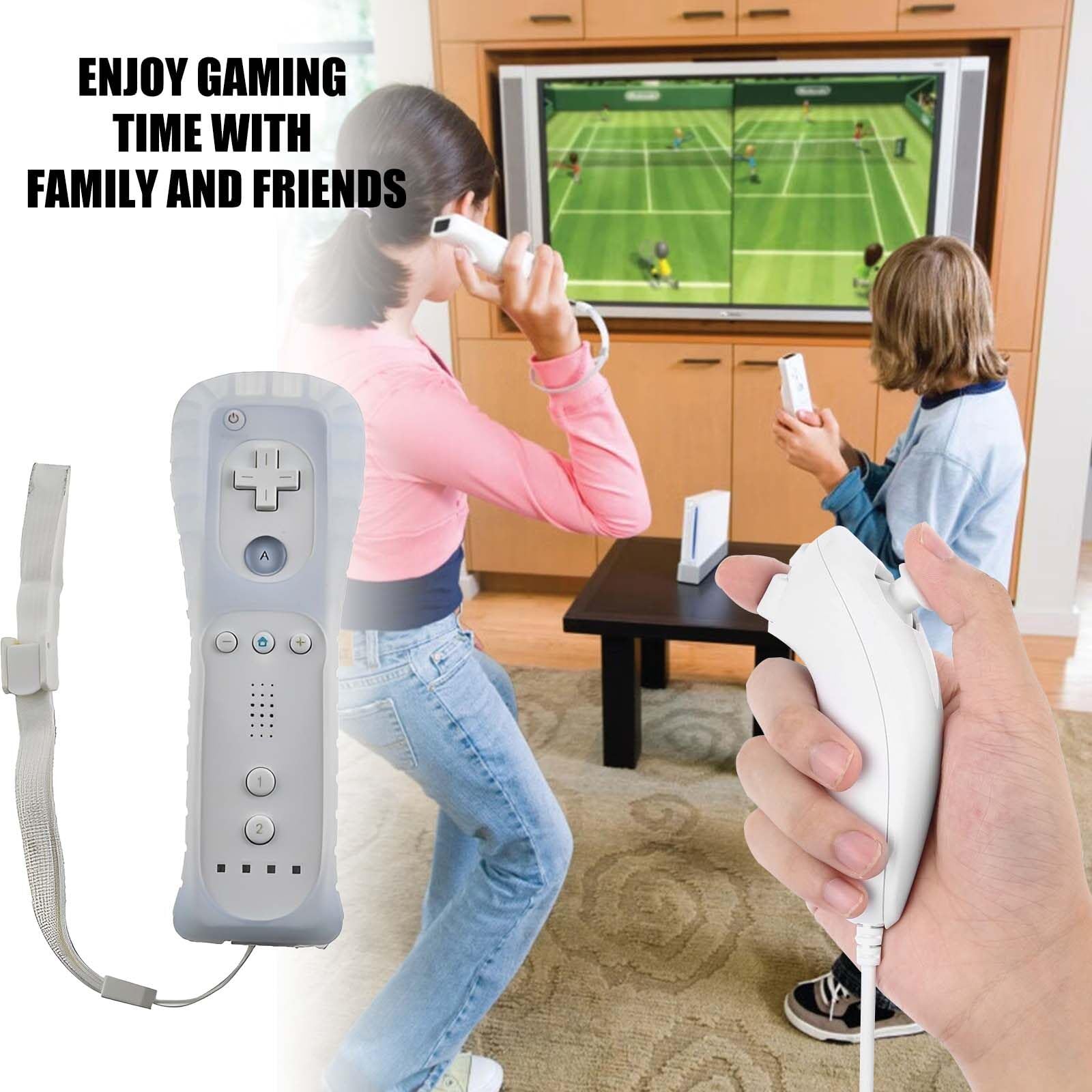 Leikurvo Manette de jeu à distance Wii, télécommande Wii avec Nunchuck, manette Nunchuck pour connexion Wii Remote Plus manette de remplacement Jostick poignée de jeu pour console Wii/Wii U(blanc)
