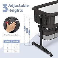 Vista 2 de Moisés para bebé, 3 en 1, para poner al lado de la cama, con ruedas, altura ajustable con modo de balanceo, malla transpirable, cesta de Gris-oscuro