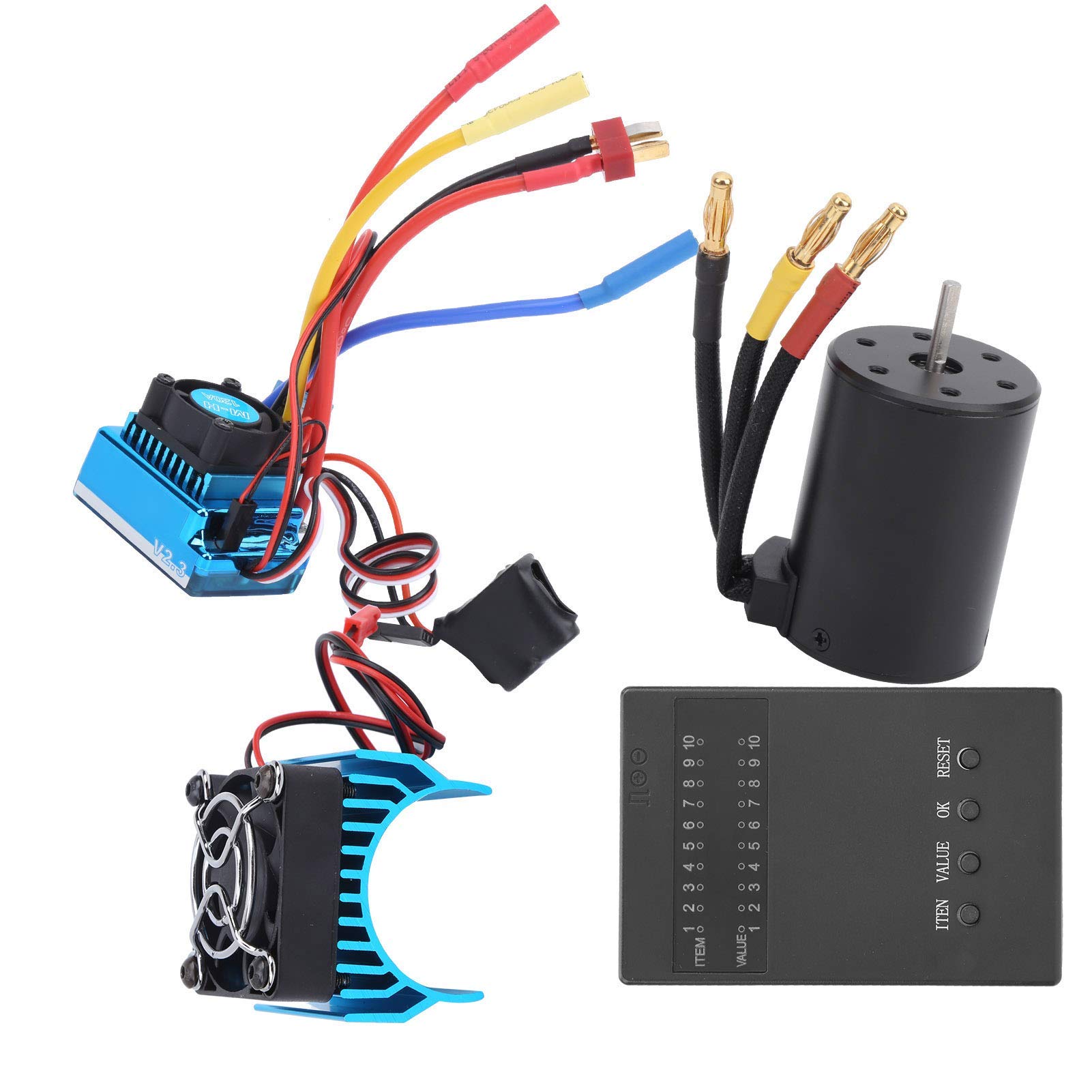 Silnik 3650 2300KV + 120A bezszczotkowy ESC + karta programu + zestaw radiatora do samochodu 1/10 RC