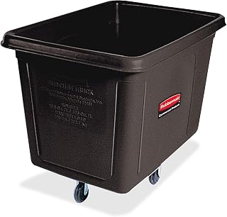 Rubbermaid Commercial Products Bulk Cube Truck with Wheels, Black, Transport up to 600 lb. of Waste/Laundry/Linen/Supply/Packaging Material for Hospital/Hotel/School