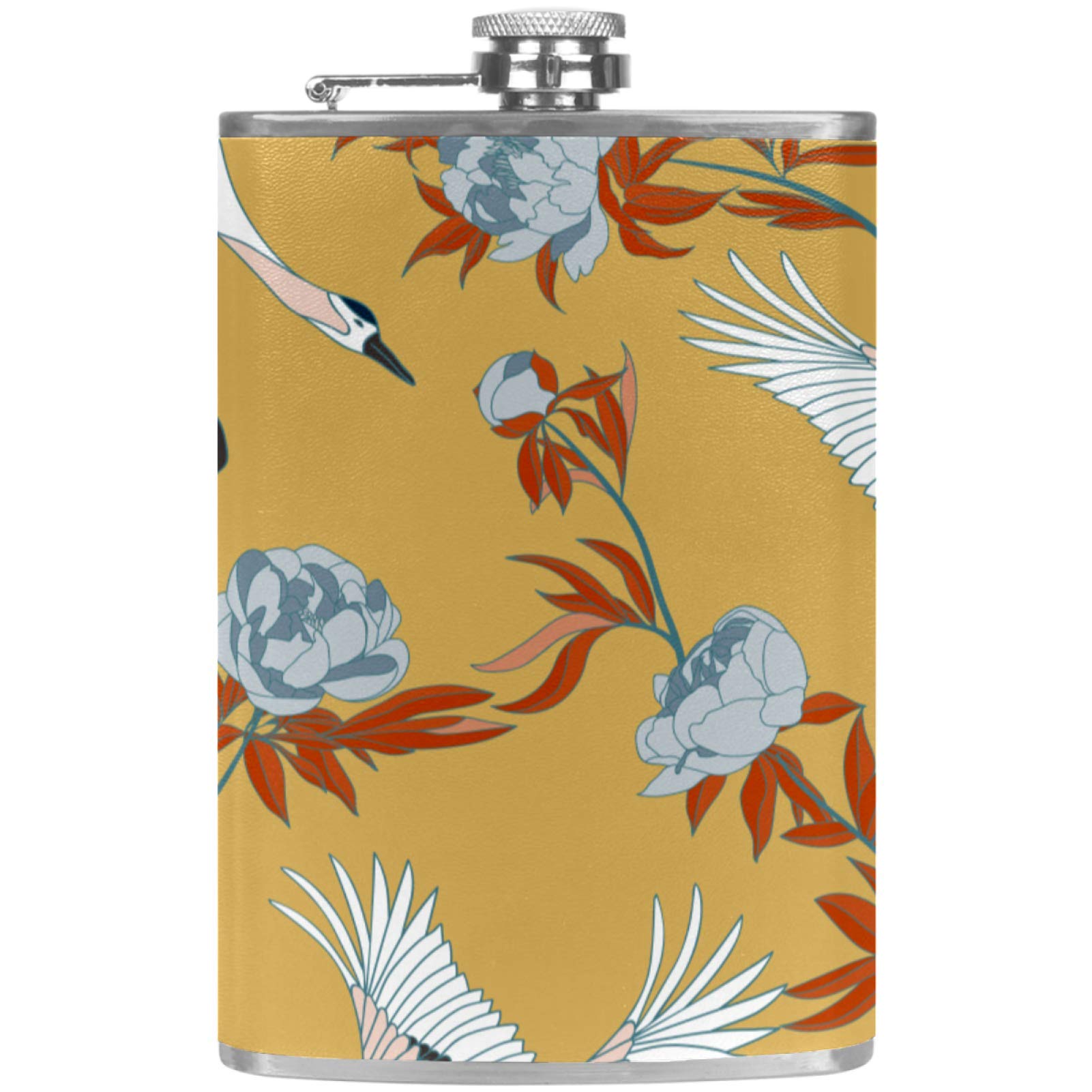 Flasque à whisky de poche en cuir et acier avec entonnoir de bar