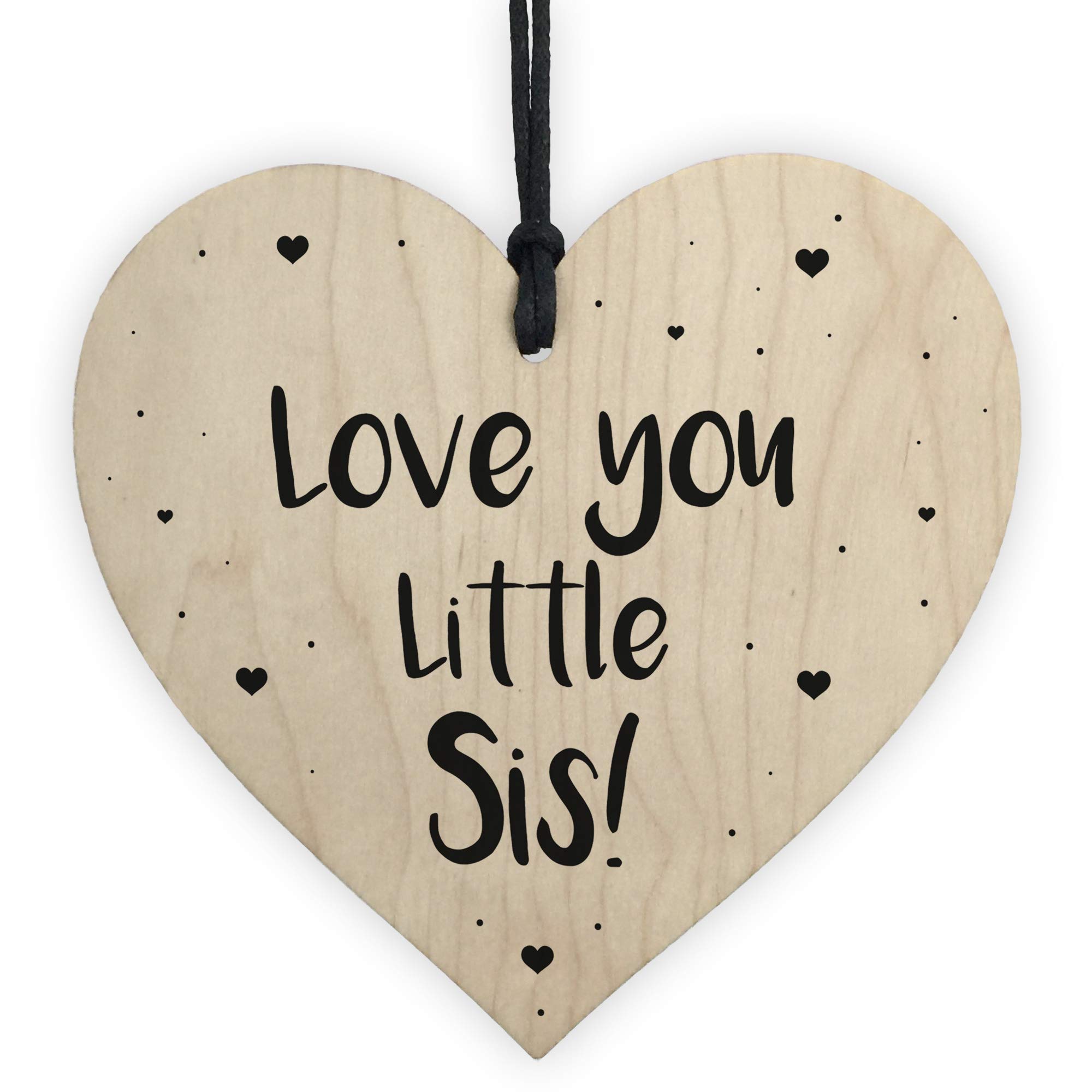 Novelty Little Sister Wood Heart Love Plaque Birthday Christmas Keepsake