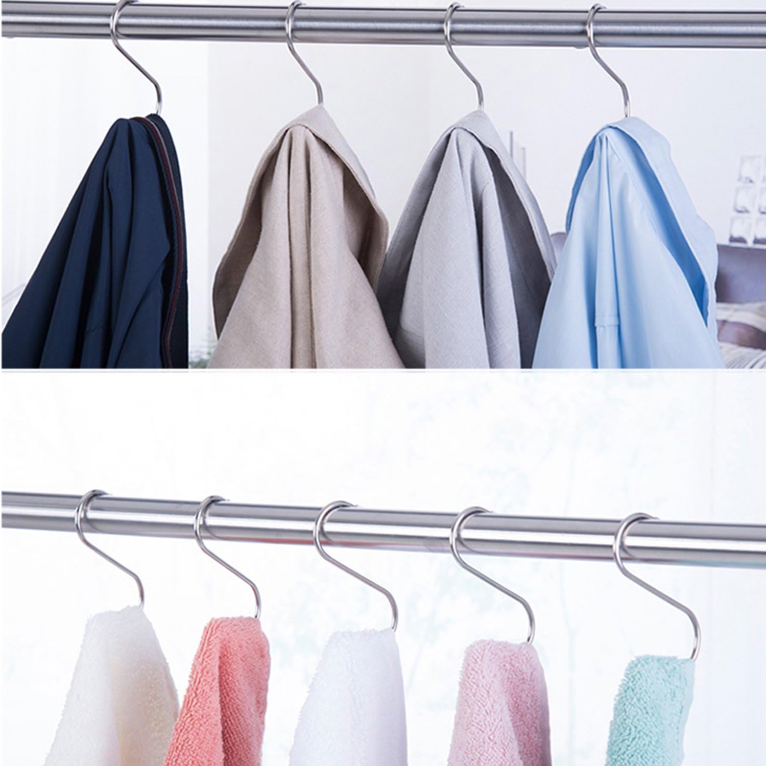 Buy 1 get 1 20PCS Heavy Duty S Shaped Hooks Stainless Steel Hangers for Hanging Plants Clothes Jeans Pan Pots Bags Towels