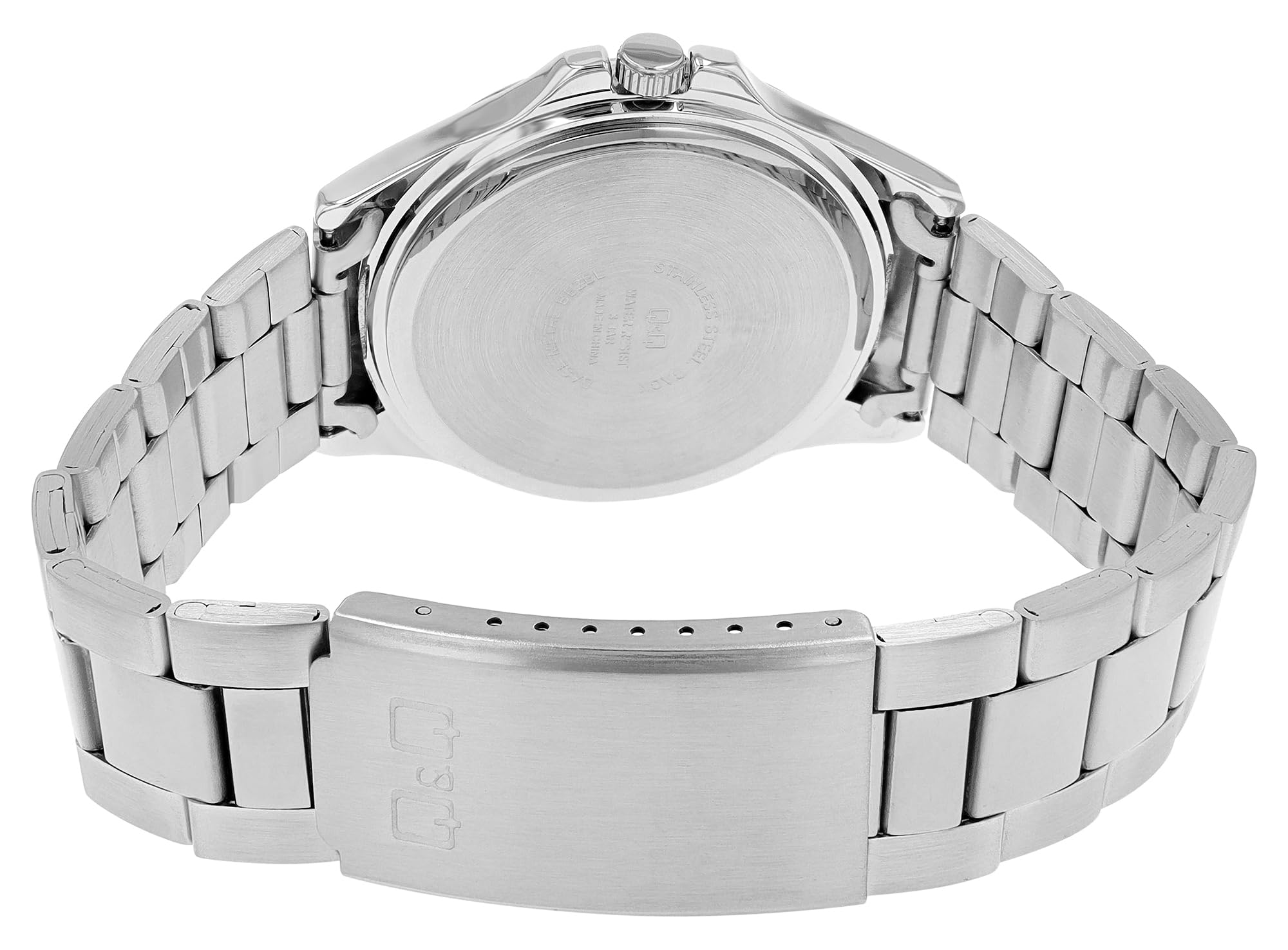 Q&Q Herren-Uhr Edelstahl Gliederarmband 3 Bar Analog Quarz (silberfarbig blau 1)
