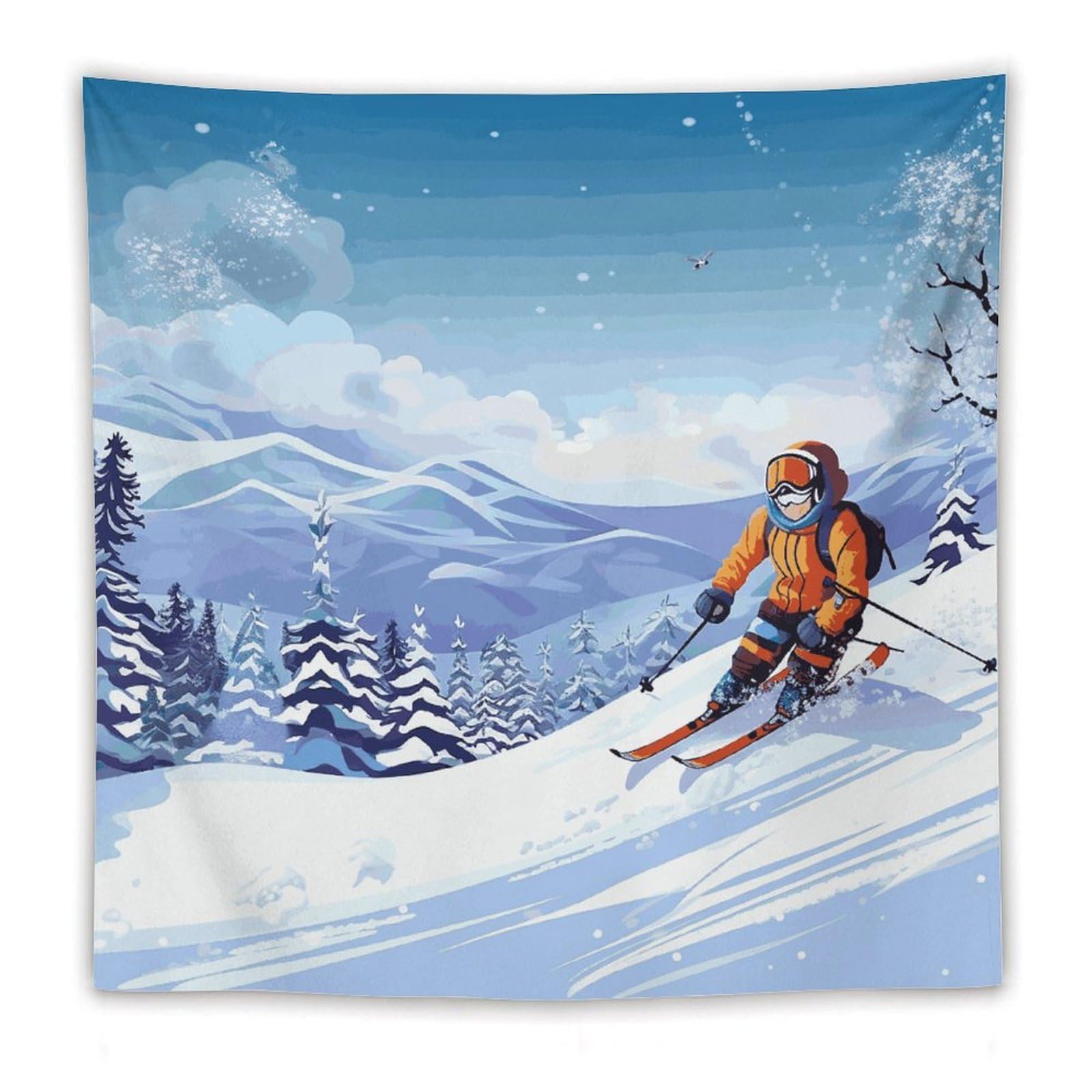 LDGSUPH Winter Skiing Tapestry Wall Hanging Decor Anti-fading Aesthetic Wall Tapestries Fashion Wall Blanket Decor Modern Wall Art Tapestry for Bedroom Home Decor 60"x60"
