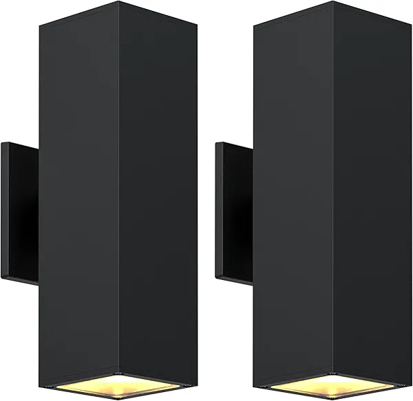 MARYRAIN 11.8" Outdoor Lights for House, Up & Down Exterior Sconce Lights, IP65 Waterproof, Corrosion-Resistant, E27 Bulb (Not Included) – Ideal for Porch, Garage, Patio, Front Door - 2 Packs