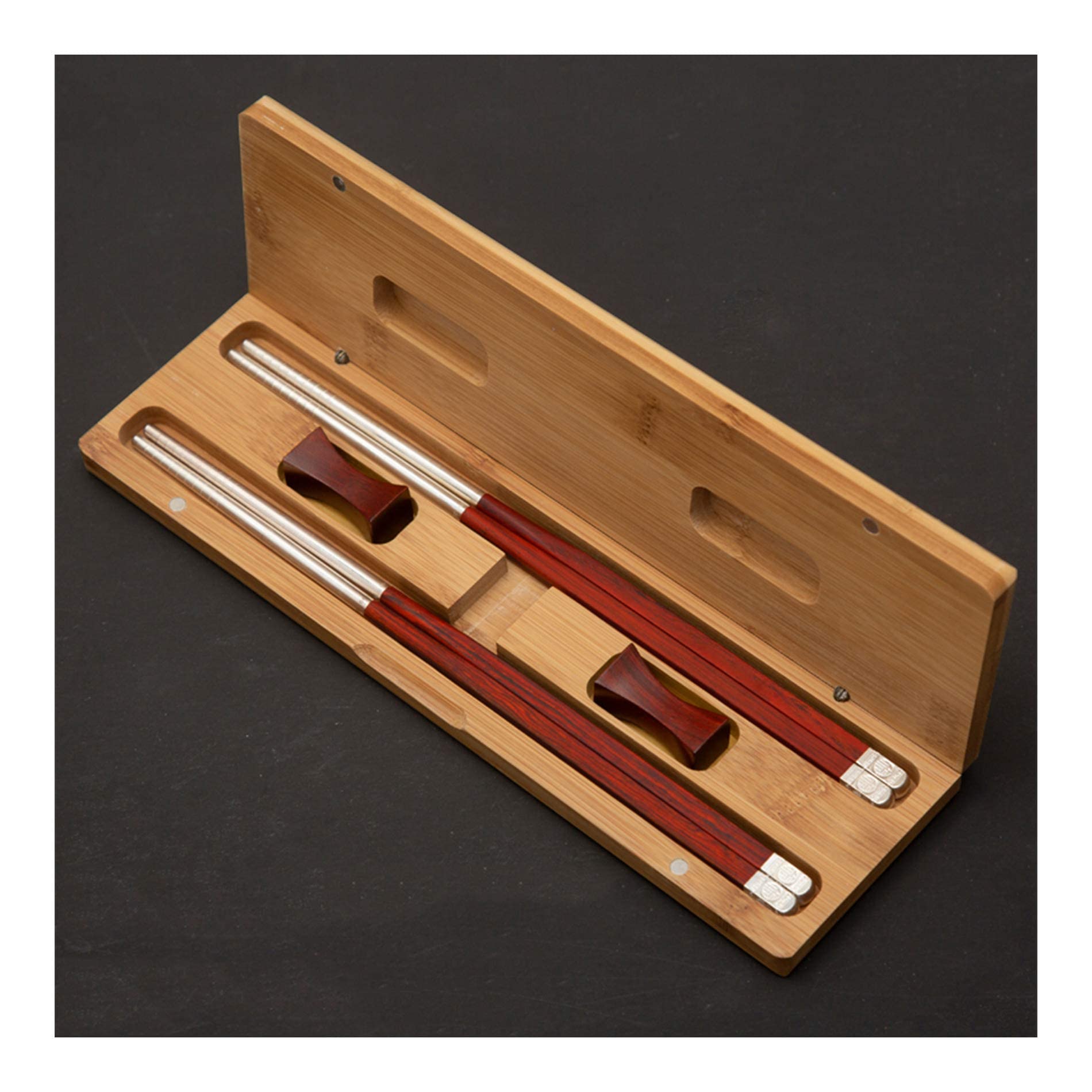 Baguettes réutilisables Lot de 2 Paires de Baguettes réutilisables en métal 999, en Argent Sterling, Style Chinois, Coffret Cadeau