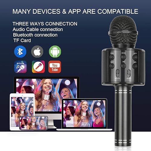 Miniatura 4 de Viposoon Los mejores regalos para niños, micrófono inalámbrico de karaoke Bluetooth para regalos de cumpleaños para niñas de 4 a 12 años de edad,