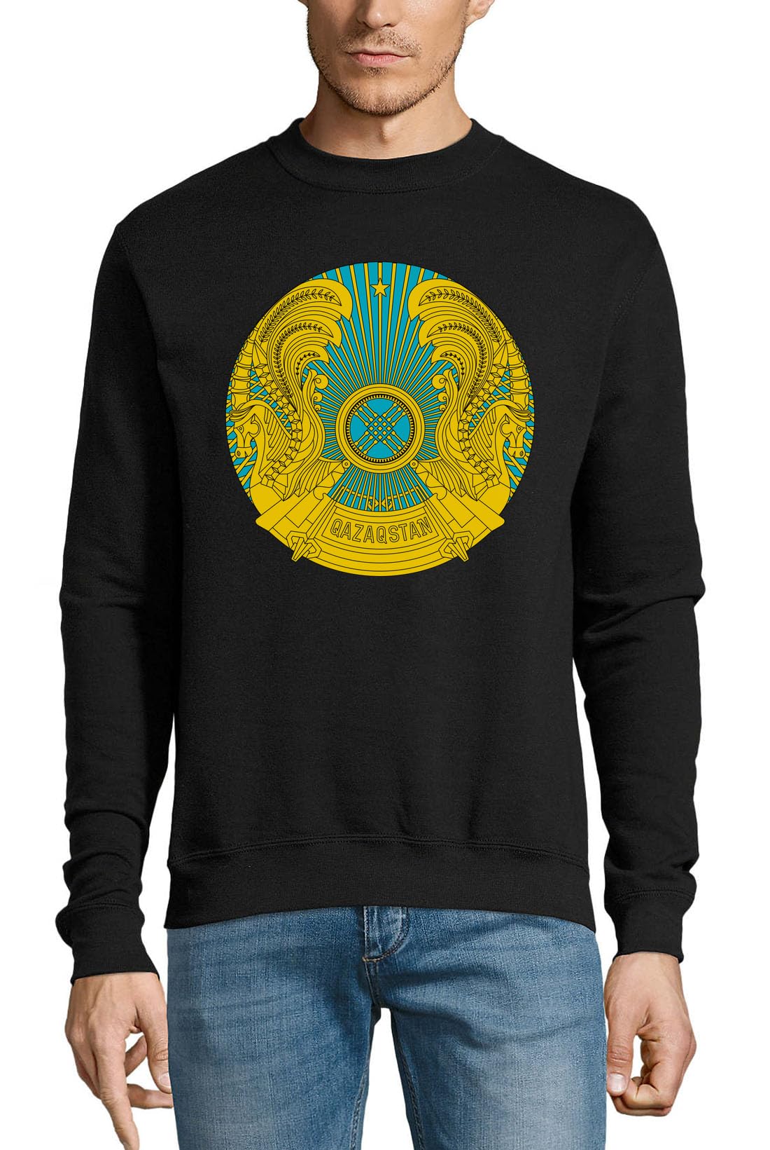 Godło Kazachstanu bawełniany sweter bluza sweter sweter czarny XXXL
